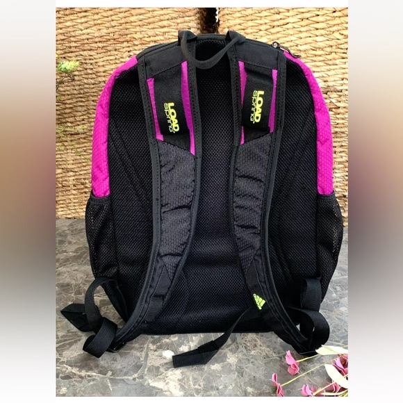 ADIDAS EXCEL V BACKPACK Flash Pink Rich Purple Solar Yellow Tech Friendly 18” - Picture 5 of 16